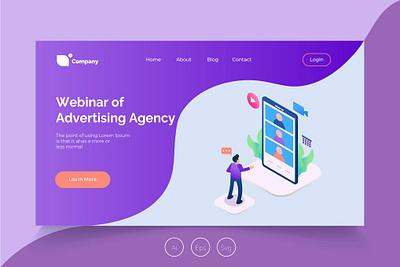 Isometric Landing Page vol. 40 advertisting advertisting agency agency app banner development hiring isometric isometric landing page job landing page profit ux ux design web development web maintance webapp webinar webinar advertisting website