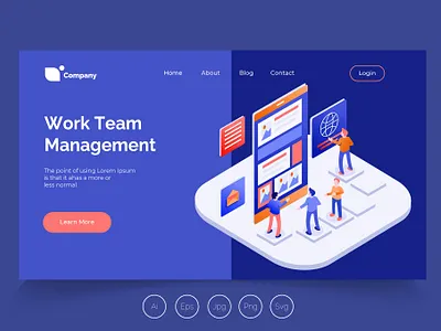 Isometric Landing Page vol. 14 app banner development hiring isometric isometric landing page job landing page management profit team team management ux ux design web development web maintance webapp website work work team