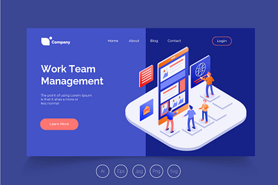 Isometric Landing Page vol. 14 app banner development hiring isometric isometric landing page job landing page management profit team team management ux ux design web development web maintance webapp website work work team