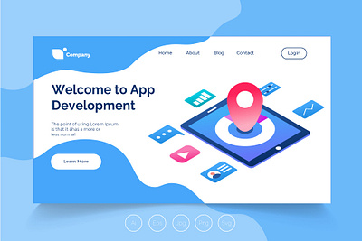 Isometric Landing Page vol. 17 app app development banner companies development hiring isometric isometric landing page job landing page profit recruitment ux ux design web development web maintance webapp website welcome welcome app