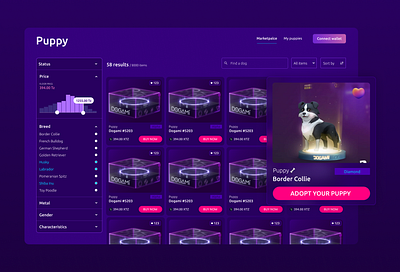 NFT platform design desin nft platform ui ux web.3 wow effect
