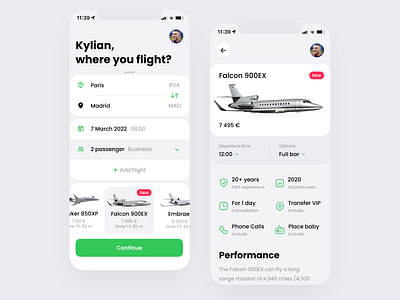 Private Jet Mobile Booking app clean design mobile ui ux