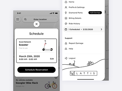 Lattis - Urban Mobility mobile app mobile application ordering product design ui ux visual design