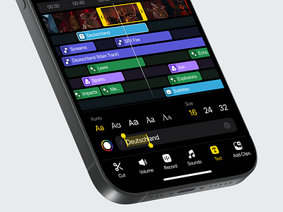 ClipCraft – Video Editing App UI app audio black branding dark dashboard editing editor ios mobile saas ui ux video yellow