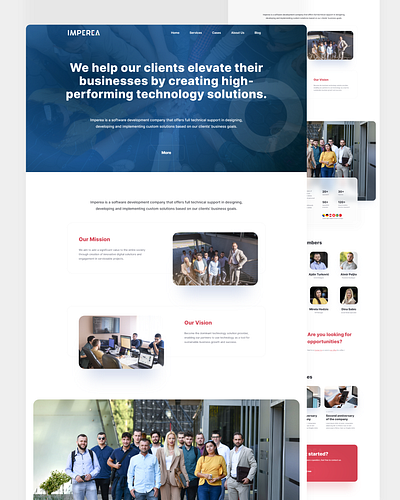 Software development company About Us page UI design about us development imperea redesign software ui ux website