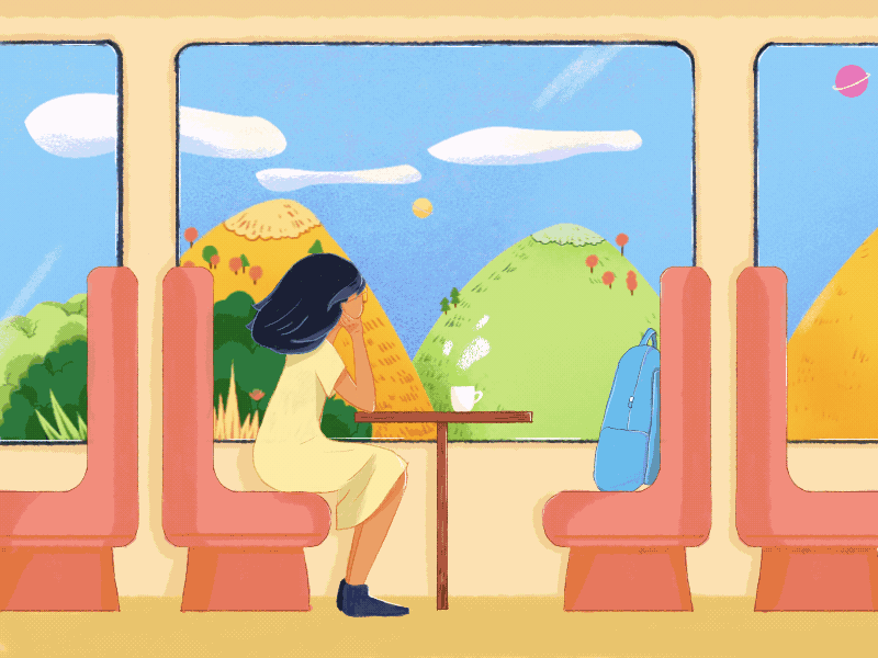 Gif - Girl in a travel aftereffect animation gif girl illustration motion graphics photoshop train travel