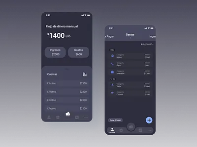 Financial app- dark mode adobe xd app app design banking dark dark mode figma finance finance app financial financial app mobile mobile design ui ux wallet