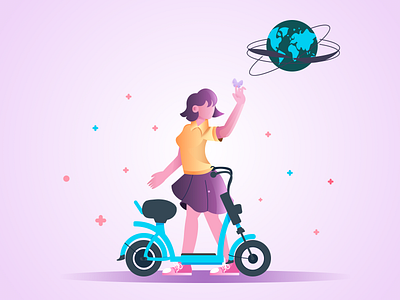 Women's Day branding earth electric bike flat girl power graphic design illustration international womens day ui unstoppable ux vehicle women yulu