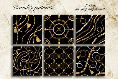 Chains gold collection. Vector set strip