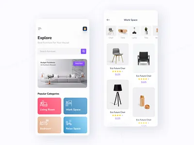 Furniture App Exploration 2022 trend app app design decoration figma freebie furniture home decor iosapp minimal uidesign userinterface