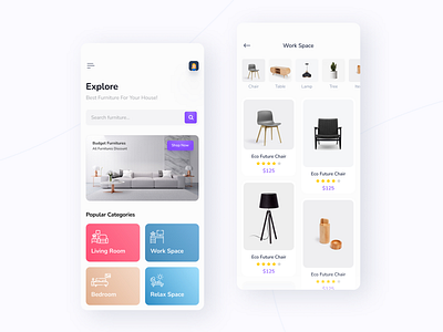 Furniture App Exploration 2022 trend app app design decoration figma freebie furniture home decor iosapp minimal uidesign userinterface