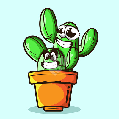 HAPPY CACTUS art cactus character colorful cute design doodle happy illustration logo mascot symbol vector