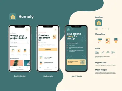 Toolkit Rental App Homely categories diy icon mobile app navigation paint plant rent search ui