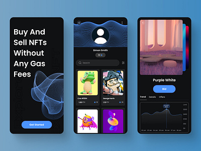 NFT Marketplace App UI buy and sell nft clean figma graphic design hd high quallity nft nft android nft app nft collection nft ios nft market nft marketplace nft project ui