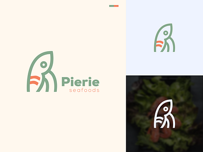 Pierie logo branding clean crab fish food graphic design logo minimal orange restaurant seafood teal