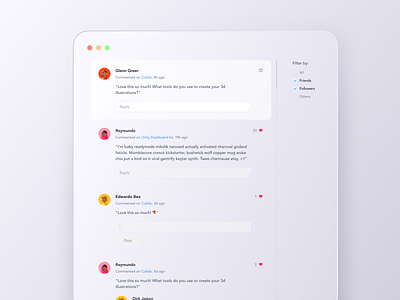 Comments app chat clean comment cpmments interface product ui ux web app