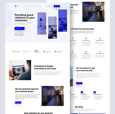 Website Landing Page Design blue clean design landing page minimal ui web website