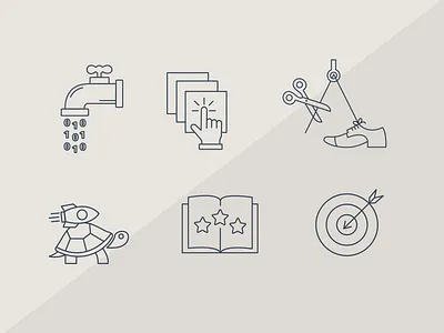 Icons 1-6 based on the 10x Programmer Myths Blog Post design graphic design icons illustration illustrator programming ui vector