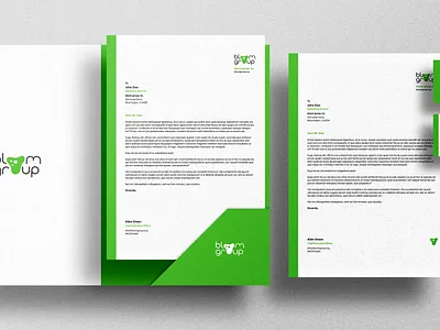 Bloomgroup | Letterhead + Folder brand design brand identity branding design graphic design illustration logo stationery typography vector
