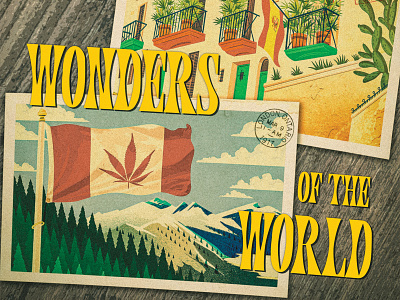 High Times Magazine Travel Issue 2d canada cannabis digital painting editorial high times illustration jamaica magazine marijuana post card postcard pot print procreate travel weed