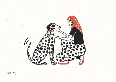 Dalmatian Gal dalmatian dog fashion illustration minimalist
