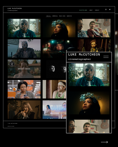 Responsive layout web design for Luke McCutcheon- DP cinematography design graphic design logo video web design