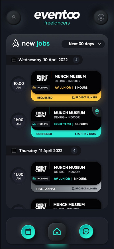 #eventoo freelancers app branding design ui ux