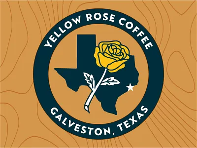 Yellow Rose badge coffee design illustration logo simple texas wood grain