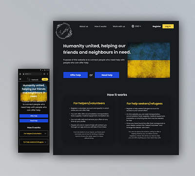 An idea project for app that connects refugees with volunteers crisis free help helping junior landing page offer project refugees russia ukraine ux design volunteer war