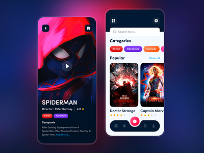 Movie Streaming App android app branding design ecommerce entertainment entertainment app graphic design illustration ios ios app logo minimal app mobile mobile app movie movie app ui ux vector