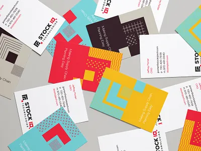 Business Cards for Tech Company bold color branding business card graphic design pattern shapes tech company