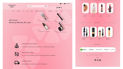 Cosmetic shop landing page design in Adobe XD app design application design design graphic design illustration landing page landing page design ui uiux design user experiance user interface web design website design