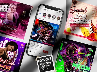60% OFF 19 Bundle Night Club Party Flyer PSD banner bundle club flyer club night design designer dj event flyer flyers instagrambanner party photoshop psd sale