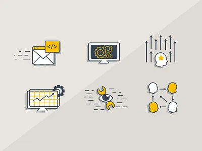 Icons 1-6 of the 12 Agile Principles agile design graphic design icons illustration product design programming ui vector