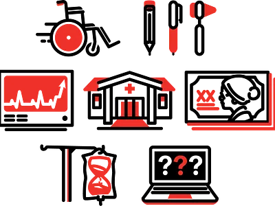 Newsweek In-Home Care Icons care editorial icons illustration medical
