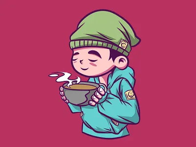 Coffee time cartoon logo branding cartoon character design illustration logo mascot sticker vector