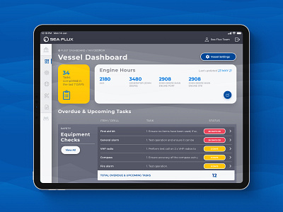 Sea Flux Vessel Management App design ipad management offline online phone app sea vessel ui ux