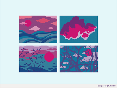 Landscape postcards design editorial graphic design illustration vector