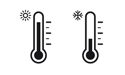 set of thermometers branding cold design graphic design hot illustration snow sun thermometers vector