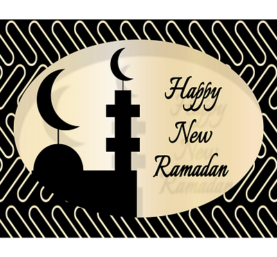 Happy new Ramadan A mosque on a black and golden background 2022 background crescent design fast fasting month golden happy illustration islamic kareem moslelm mubarak muslim new poster ramadan