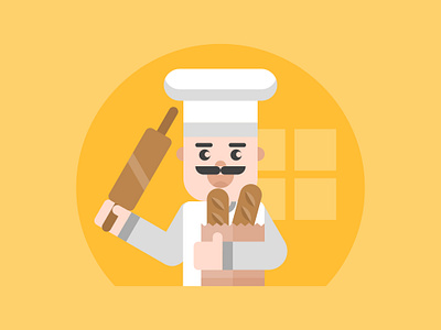 Baker character design digital art drawing flat design graphic design illustration illustration 2d minimal vector vector art vector illustration