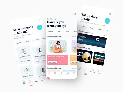 Mental Health Care App android app design app branding category doctor graphic design healthy home hospital ios app logo mental mentalhealth mobile app patient service treatment ui uidesign uiux