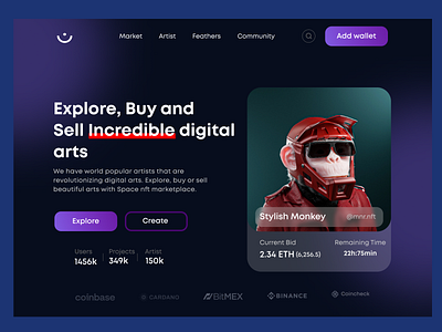 NFT Website Header UI design app design landing page latest web design nft nft marketplace nft ux design nft web nft web design ui ui ux trends ux web design