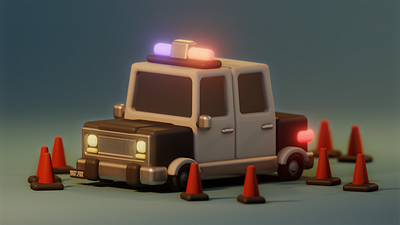 Low-Poly Cop Car 3d childrens art design illustration lowpoly toy design