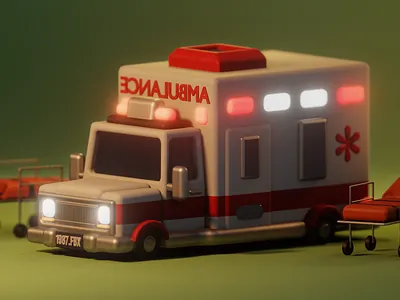 Low-Poly Ambulance 3d childrens art design illustration lowpoly toy design