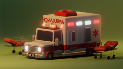 Low-Poly Ambulance 3d childrens art design illustration lowpoly toy design