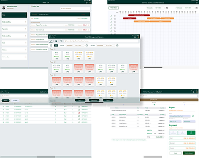 Basic Hotel Management brown green hotel management system ui ux