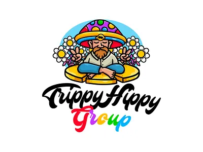 Trippy Hippy branding character design design eye flower flower logo graphic design hippy hippy logo illustration logo logo design mushrom mushroom mushroom logo trippy trippy logo ui ux vector