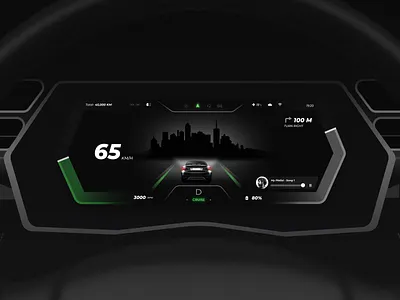 Multi Information Display branding car dark design digital display drive electric graphic design inspiration multi information display music player speed speedometer travel ui vehicle web