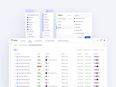 Document listing with filters | B2B Web App b2b checkbox filters folder list multiselect product design table ui ui design
